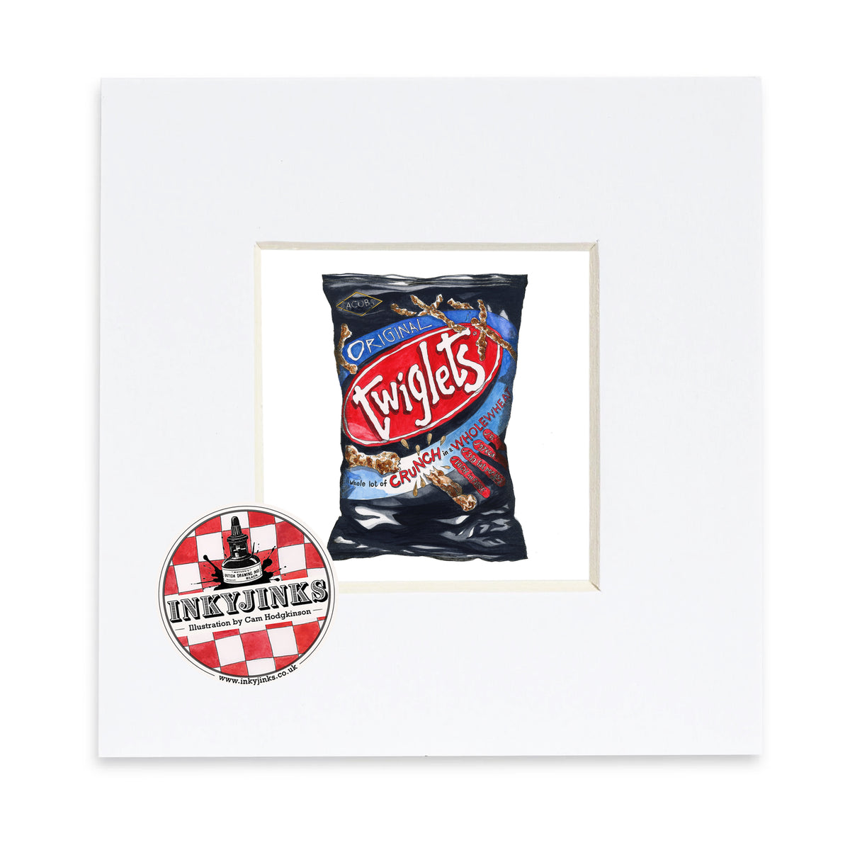 Twiglets Mini Print showing an Original Twiglets packet in a white mount