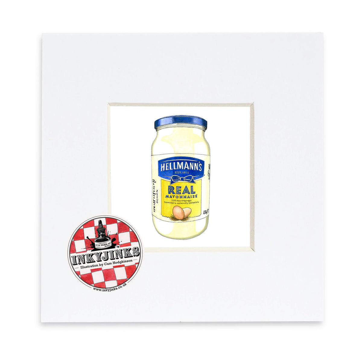Mayo Mini Print featuring a Hellmann’s mayonnaise jar in a white mount