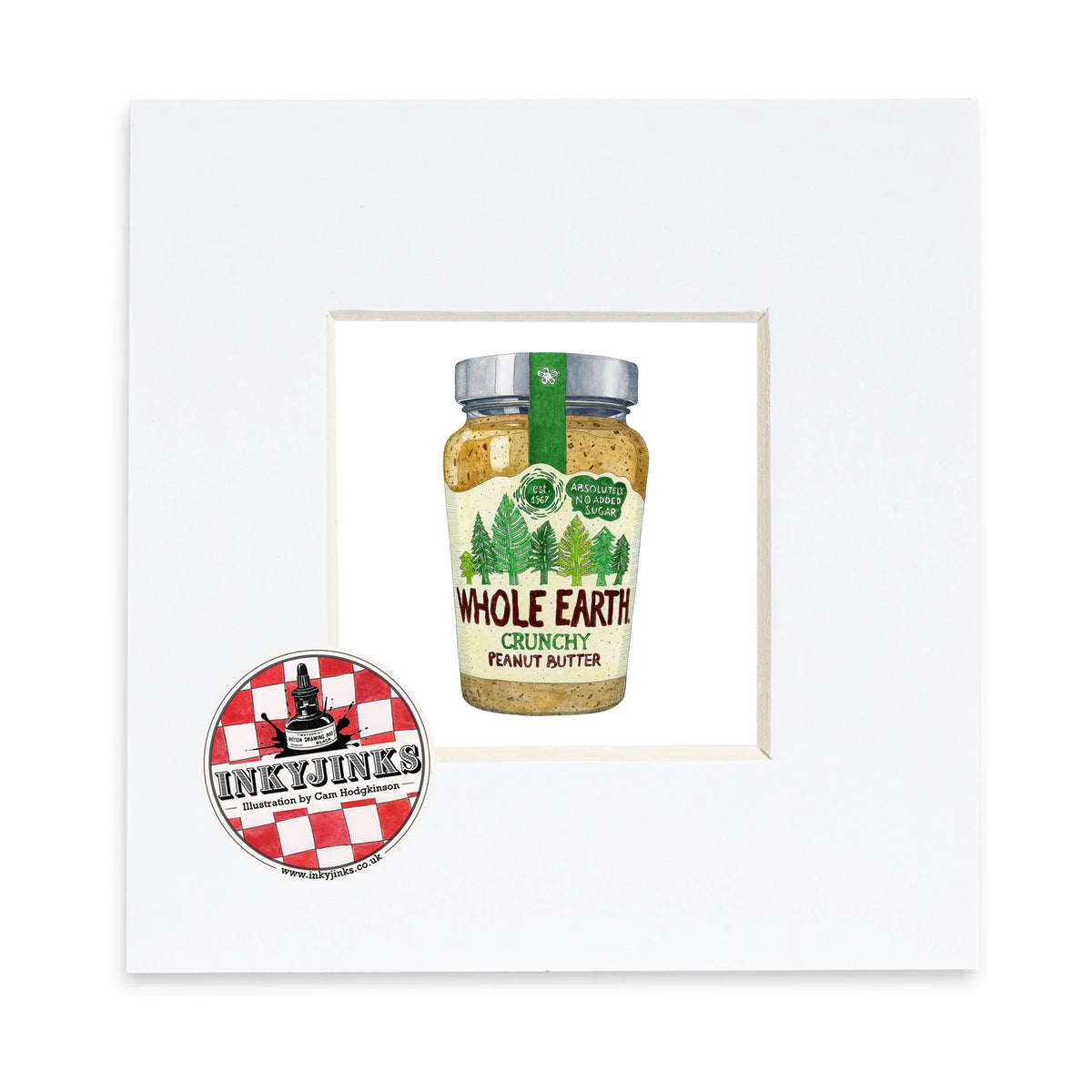Peanut Butter Mini Print showing a Whole Earth crunchy peanut butter jar in a white mount