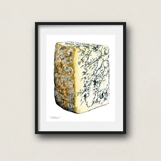 Framed Stilton cheese illustration with generous surrounding space