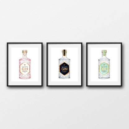 Set of Three Manchester Gin Prints