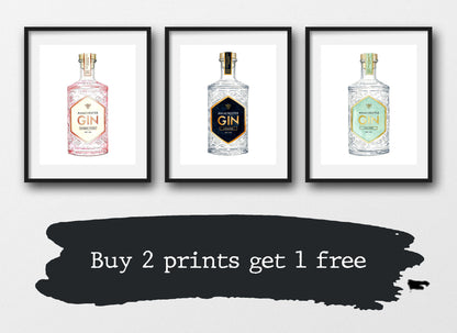 Set of Three Manchester Gin Prints